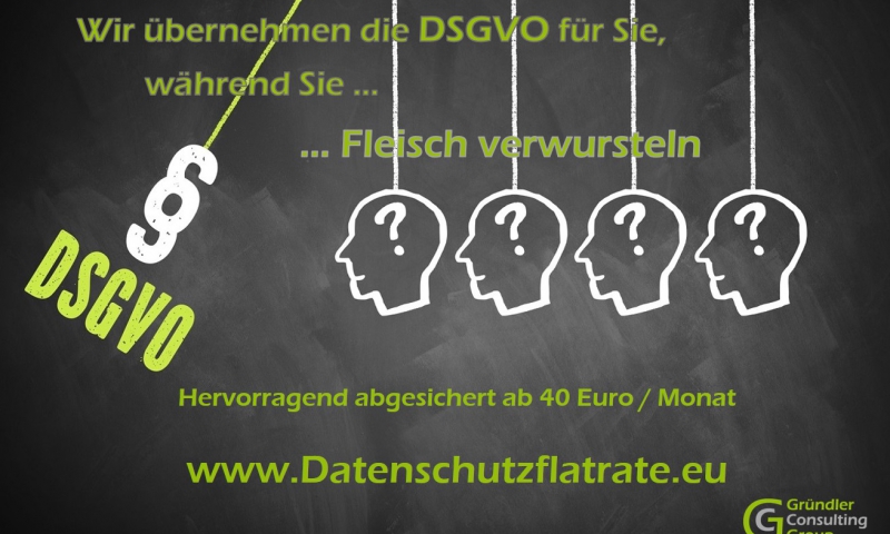 Datenschutzflatrate - Wir übernehmen die Umsetzung der DSGVO für Sie, damit Sie sich um Ihre Haupttätigkeit kümmern können. Dabei sichern wir Sie soweit ab, dass Sie den Rechten der Kunden und Mitarbeiter oder Mitgliedern gerecht werden und Abmahnungen bei Ihnen ein Fremdwort bleiben. Ideal auch für Firmen und Vereine die keinen Datenschutzbeauftragten brauchen.