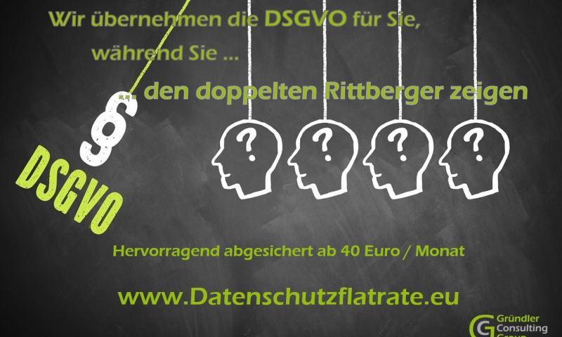 Datenschutzflatrate - Wir übernehmen die Umsetzung der DSGVO für Sie, damit Sie sich um Ihre Haupttätigkeit kümmern können. Dabei sichern wir Sie soweit ab, dass Sie den Rechten der Kunden und Mitarbeiter oder Mitgliedern gerecht werden und Abmahnungen bei Ihnen ein Fremdwort bleiben. Ideal auch für Firmen und Vereine die keinen Datenschutzbeauftragten brauchen.